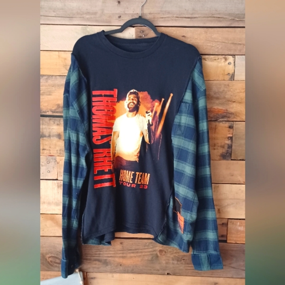 Upcycled Thomas Rhett Plaid Sleeve Shirt